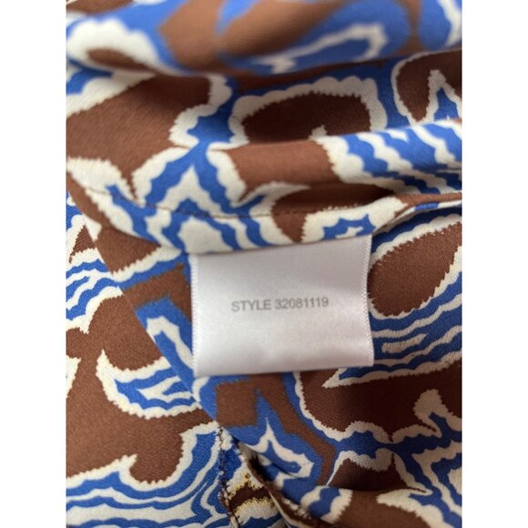 Tory Burch Carolinna Brown Silk Sleeveless Tuxedo Blouse Pleated Ruffle Front - Picture 9 of 10